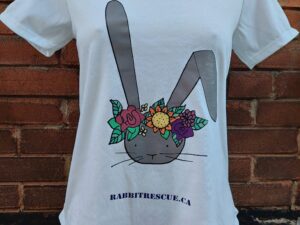  Flower Bunny Print - Ladies Tshirt - White